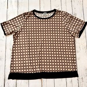 Anne Klein Floral Patterned Top with Black Trim 3X